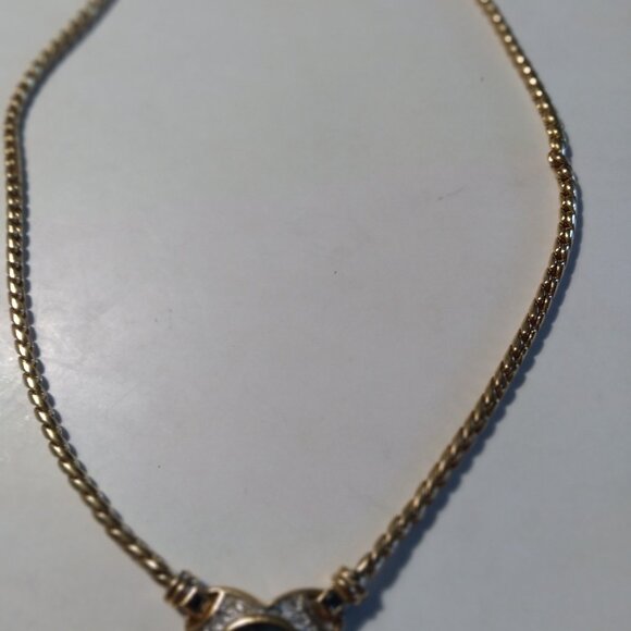 Beautiful Heavy Link Gold Filled Chain with Blue Saffire Heart - Picture 8 of 8